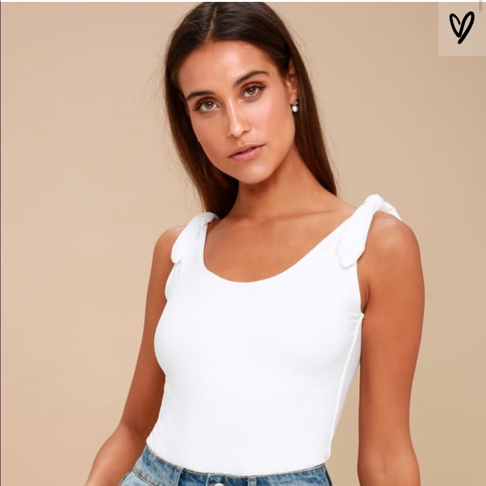 Pretty Pleased White Tie-Strap Bodysuit